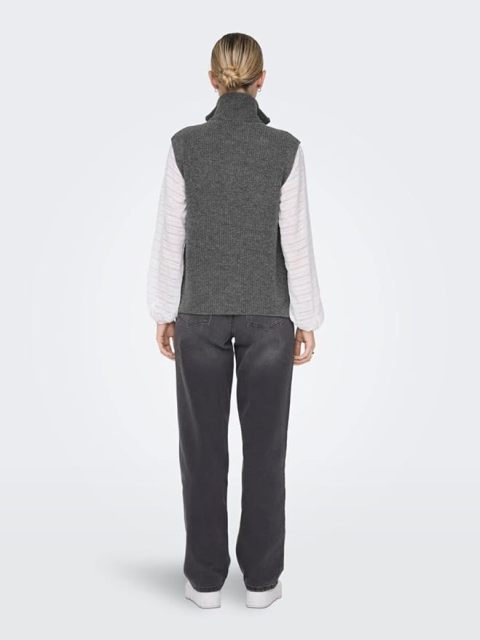 Custom Sleeveless Knit Mock Neck Zip-Up Sweater in Light Grey – ODM/OEM Women’s Sweater Manufacturer | Jubaodi