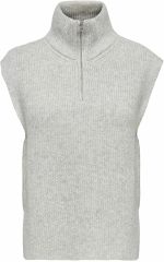 Custom Sleeveless Knit Mock Neck Zip-Up Sweater in Light Grey – ODM/OEM Women’s Sweater Manufacturer | Jubaodi