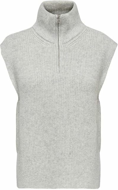 Custom Sleeveless Knit Mock Neck Zip-Up Sweater in Light Grey – ODM/OEM Women’s Sweater Manufacturer | Jubaodi