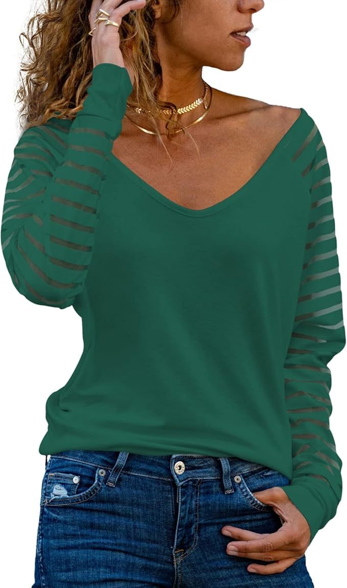 Custom V-Neck Striped Sleeve Top in White – ODM/OEM Women’s Top Manufacturer | Jubaodi