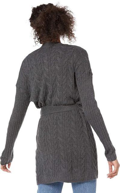 Custom Design Cable Knit Belted Cardigan in Black – ODM/OEM Women’s Cardigan Manufacturer | Jubaodi