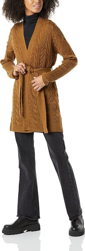 Custom Design Cable Knit Belted Cardigan in Black – ODM/OEM Women’s Cardigan Manufacturer | Jubaodi