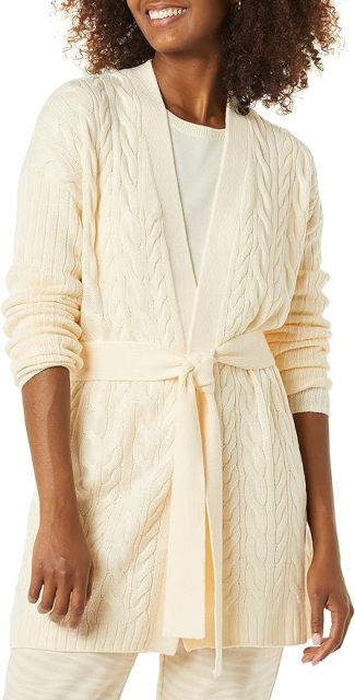 Custom Design Cable Knit Belted Cardigan in Black – ODM/OEM Women’s Cardigan Manufacturer | Jubaodi