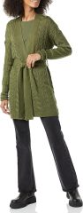 Custom Design Cable Knit Belted Cardigan in Black – ODM/OEM Women’s Cardigan Manufacturer | Jubaodi