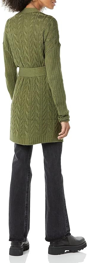 Custom Design Cable Knit Belted Cardigan in Black – ODM/OEM Women’s Cardigan Manufacturer | Jubaodi