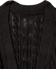 Custom Design Cable Knit Belted Cardigan in Black – ODM/OEM Women’s Cardigan Manufacturer | Jubaodi