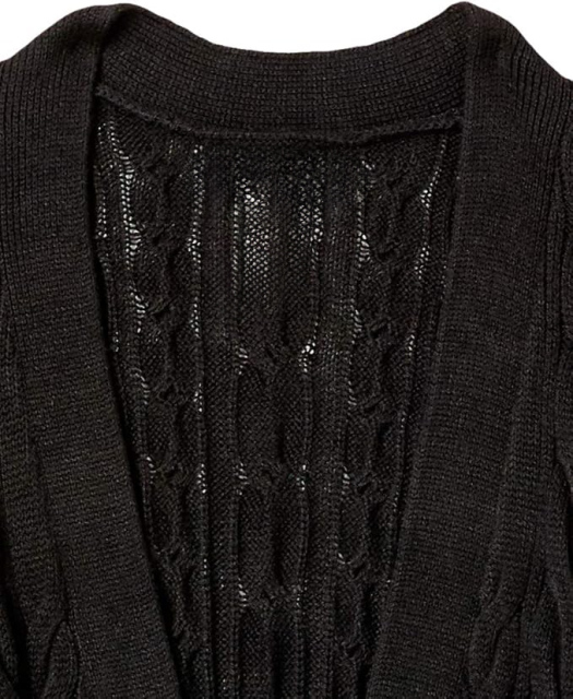 Custom Design Cable Knit Belted Cardigan in Black – ODM/OEM Women’s Cardigan Manufacturer | Jubaodi