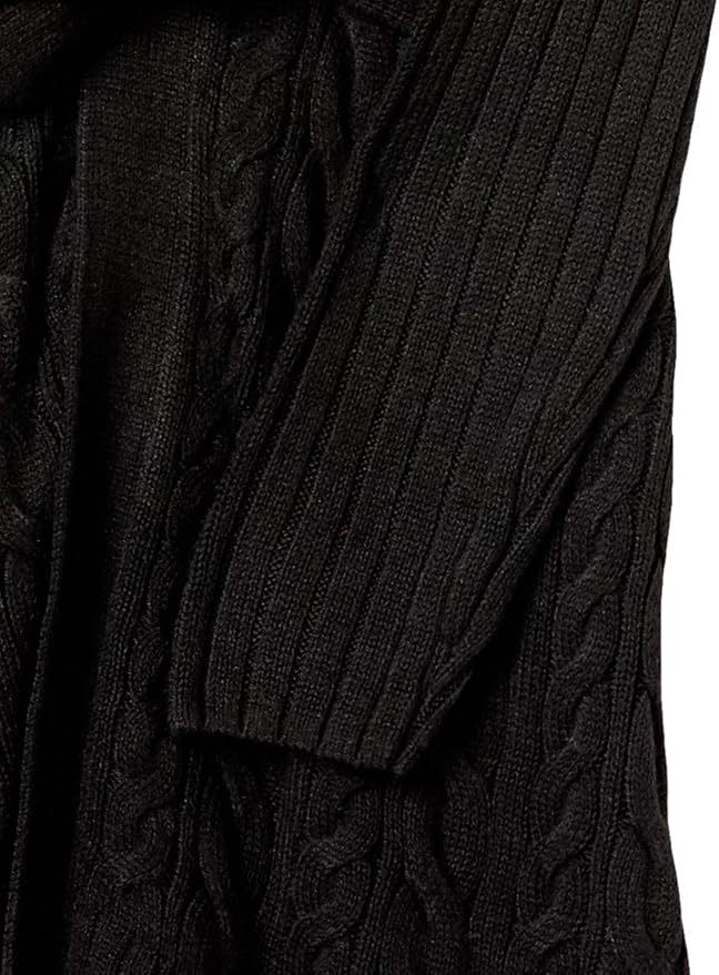Custom Design Cable Knit Belted Cardigan in Black – ODM/OEM Women’s Cardigan Manufacturer | Jubaodi