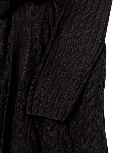 Custom Design Cable Knit Belted Cardigan in Black – ODM/OEM Women’s Cardigan Manufacturer | Jubaodi