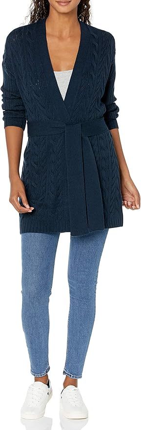 Custom Design Cable Knit Belted Cardigan in Black – ODM/OEM Women’s Cardigan Manufacturer | Jubaodi