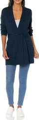 Custom Design Cable Knit Belted Cardigan in Black – ODM/OEM Women’s Cardigan Manufacturer | Jubaodi