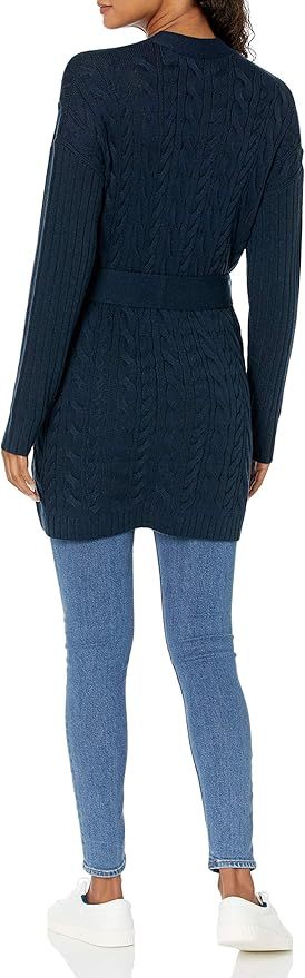 Custom Design Cable Knit Belted Cardigan in Black – ODM/OEM Women’s Cardigan Manufacturer | Jubaodi