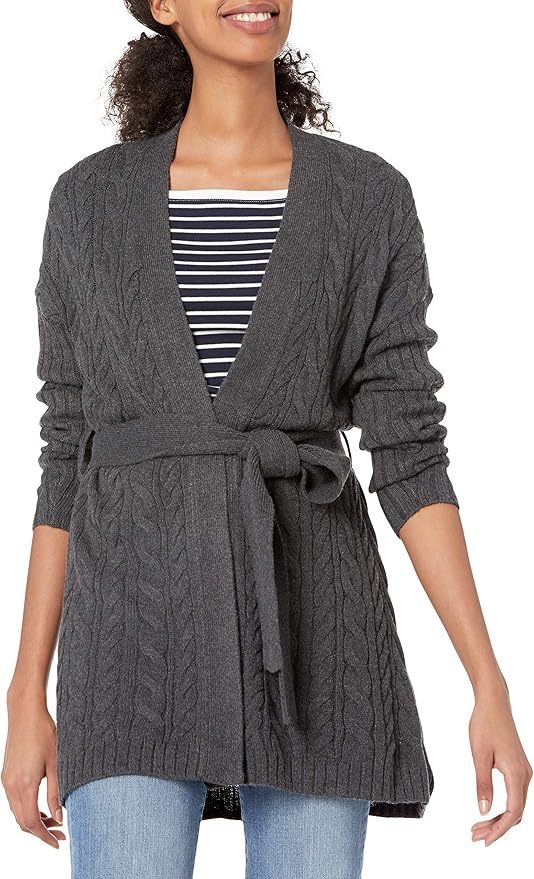 Custom Design Cable Knit Belted Cardigan in Black – ODM/OEM Women’s Cardigan Manufacturer | Jubaodi