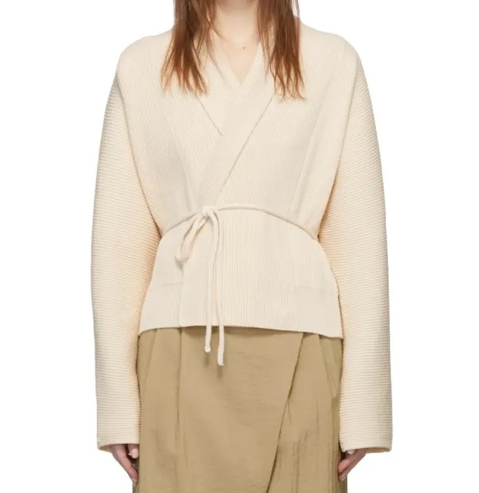 Customized Ivory Ribbed Kimono-Style Sweater