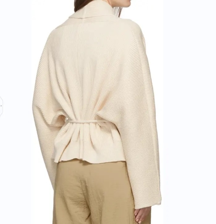 Customized Ivory Ribbed Kimono-Style Sweater