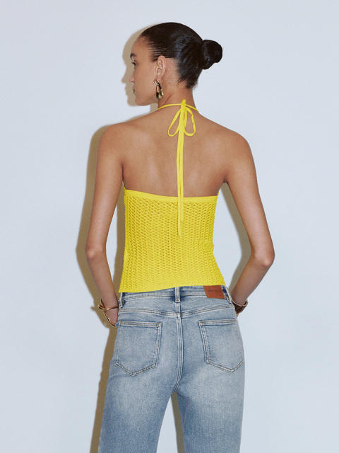 Custom Yellow Crocheted Halter Top