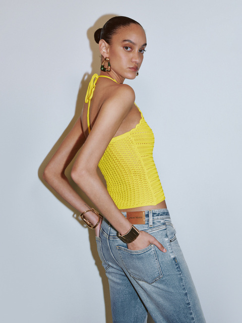 Custom Yellow Crocheted Halter Top