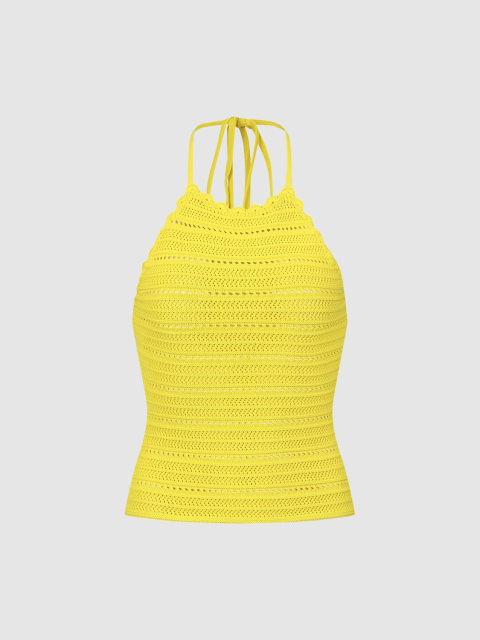 Custom Yellow Crocheted Halter Top