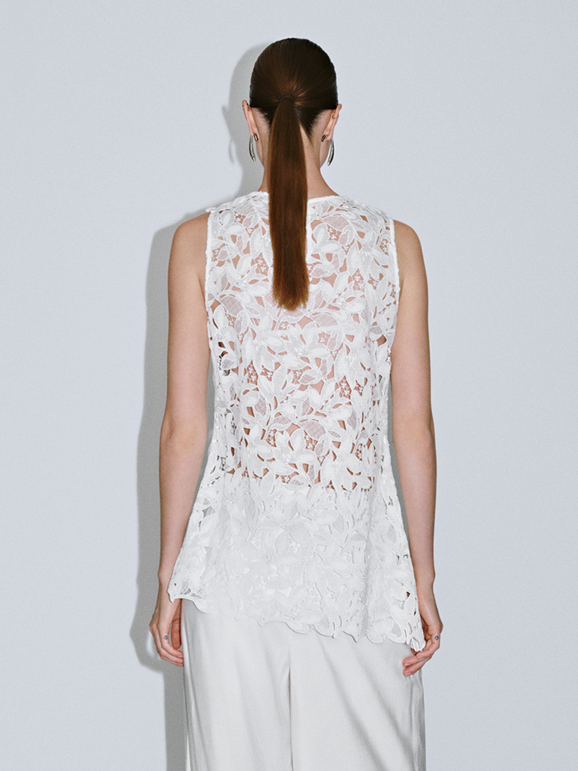 Custom White Floral Lace Top