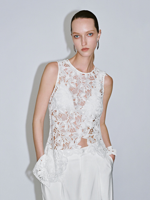 Custom White Floral Lace Top