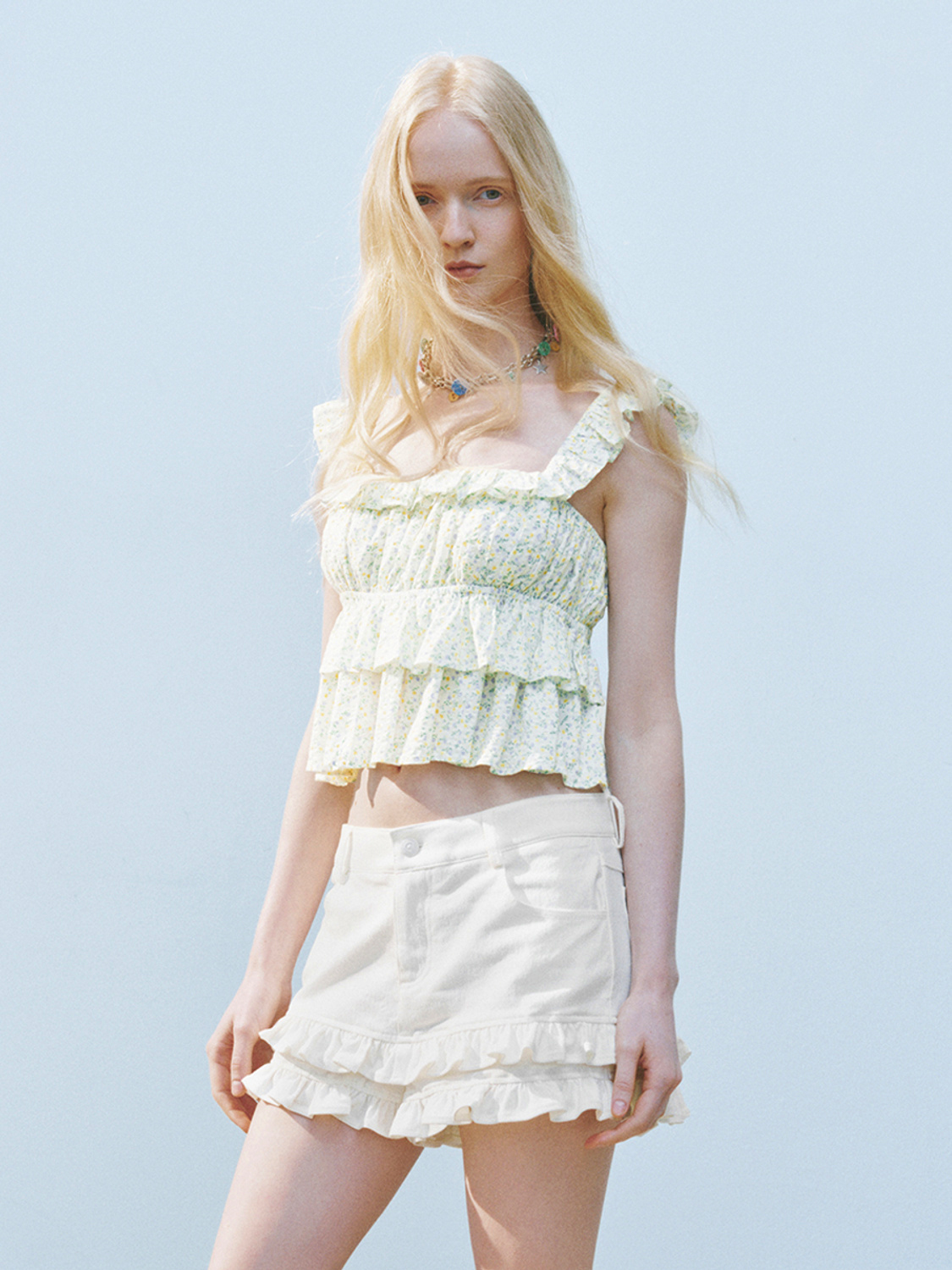 ODM Floral Tiered Crop Top