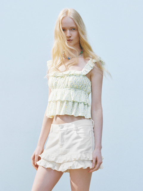 ODM Floral Tiered Crop Top