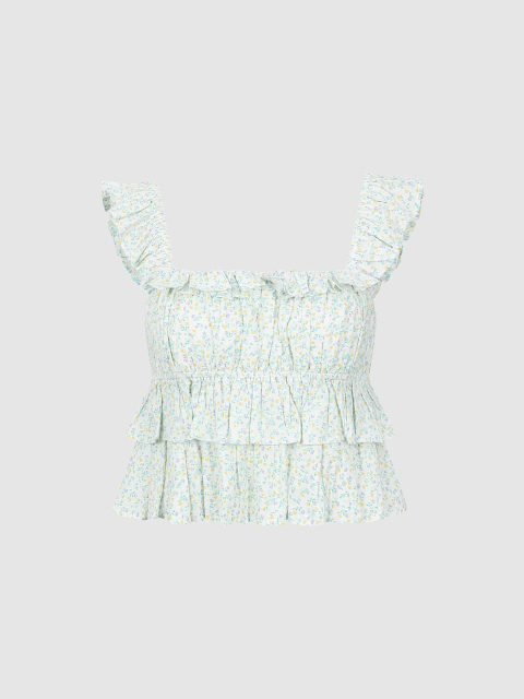 ODM Floral Tiered Crop Top
