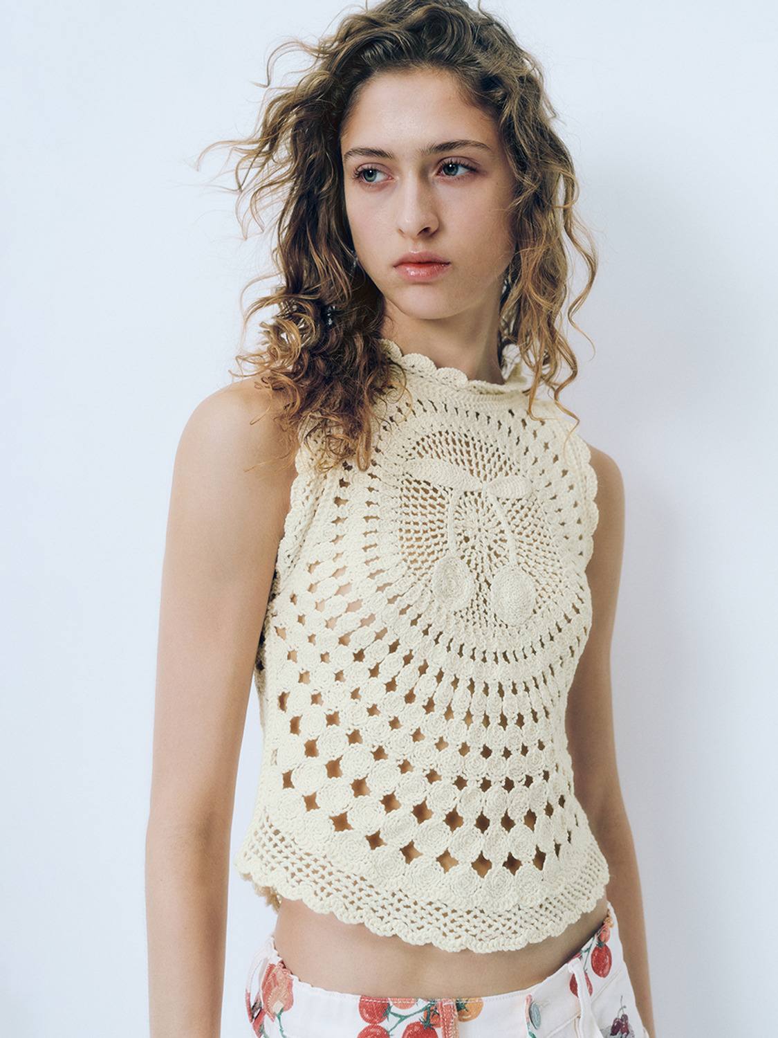 ODM  Crochet Cherry Motif Top