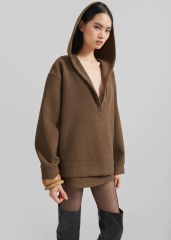 OEM ODM Brown Oversized Hooded pullover