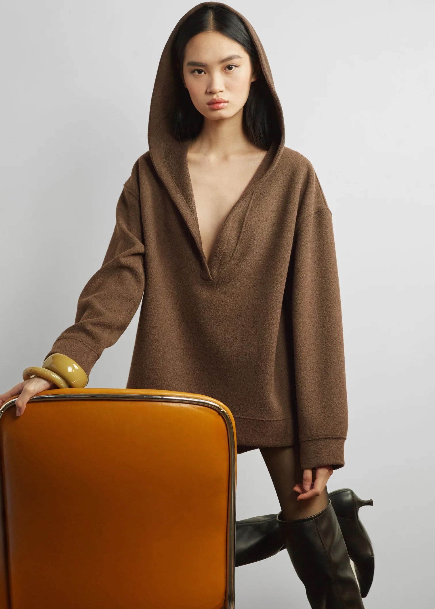 OEM ODM Brown Oversized Hooded pullover