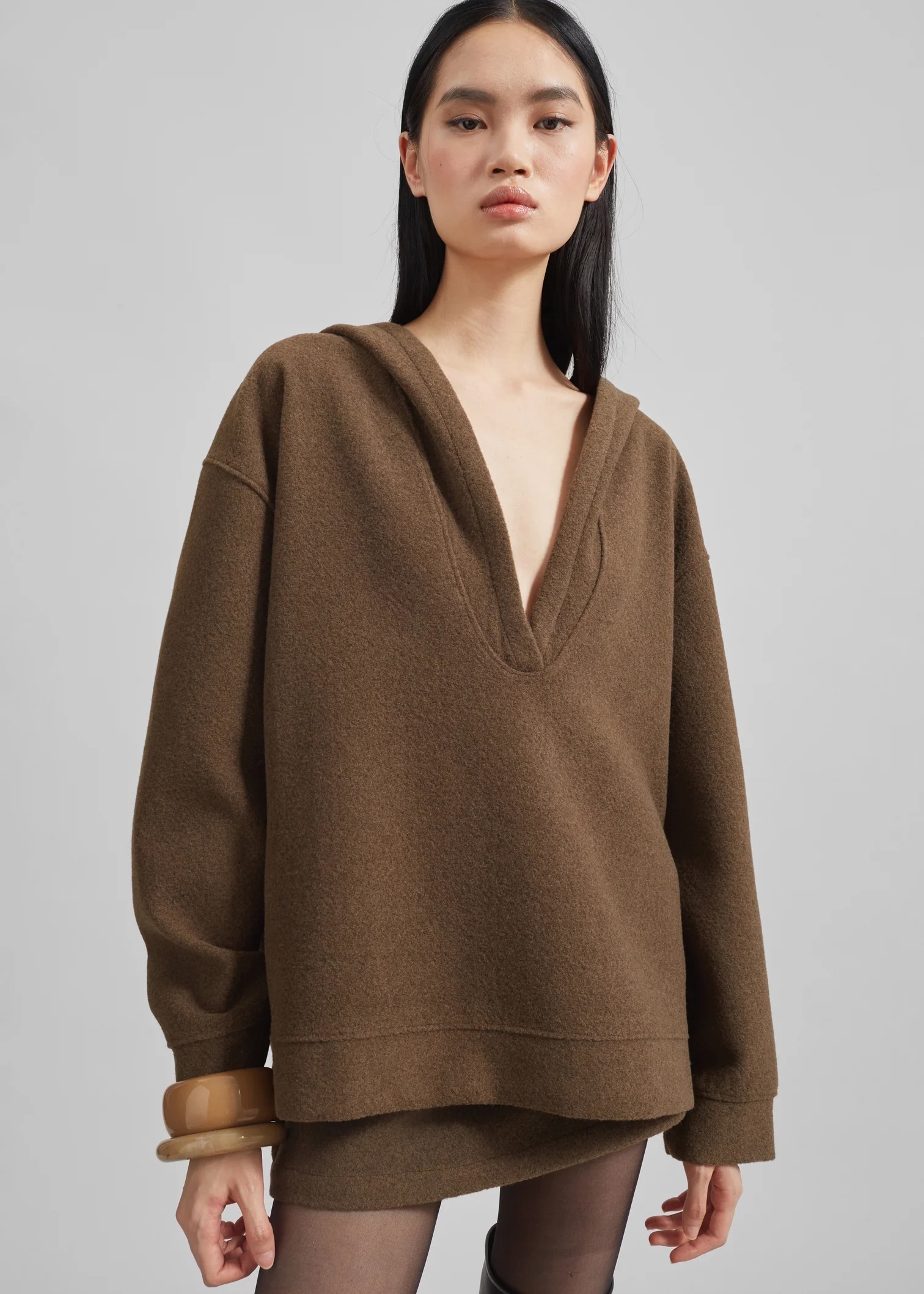 OEM ODM Brown Oversized Hooded pullover