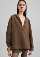 OEM ODM Brown Oversized Hooded pullover
