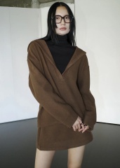 OEM ODM Brown Oversized Hooded pullover