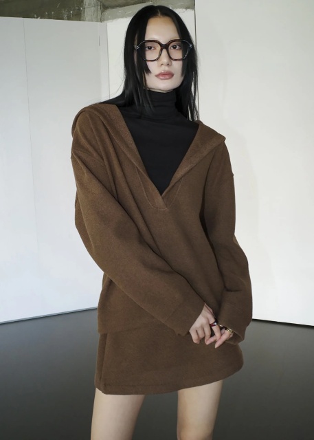 OEM ODM Brown Oversized Hooded pullover