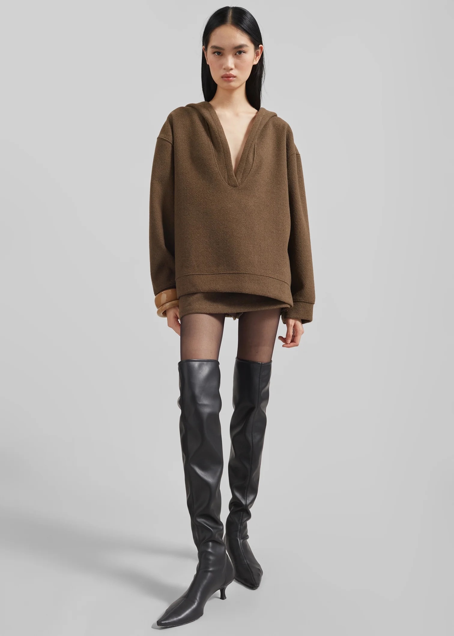 OEM ODM Brown Oversized Hooded pullover