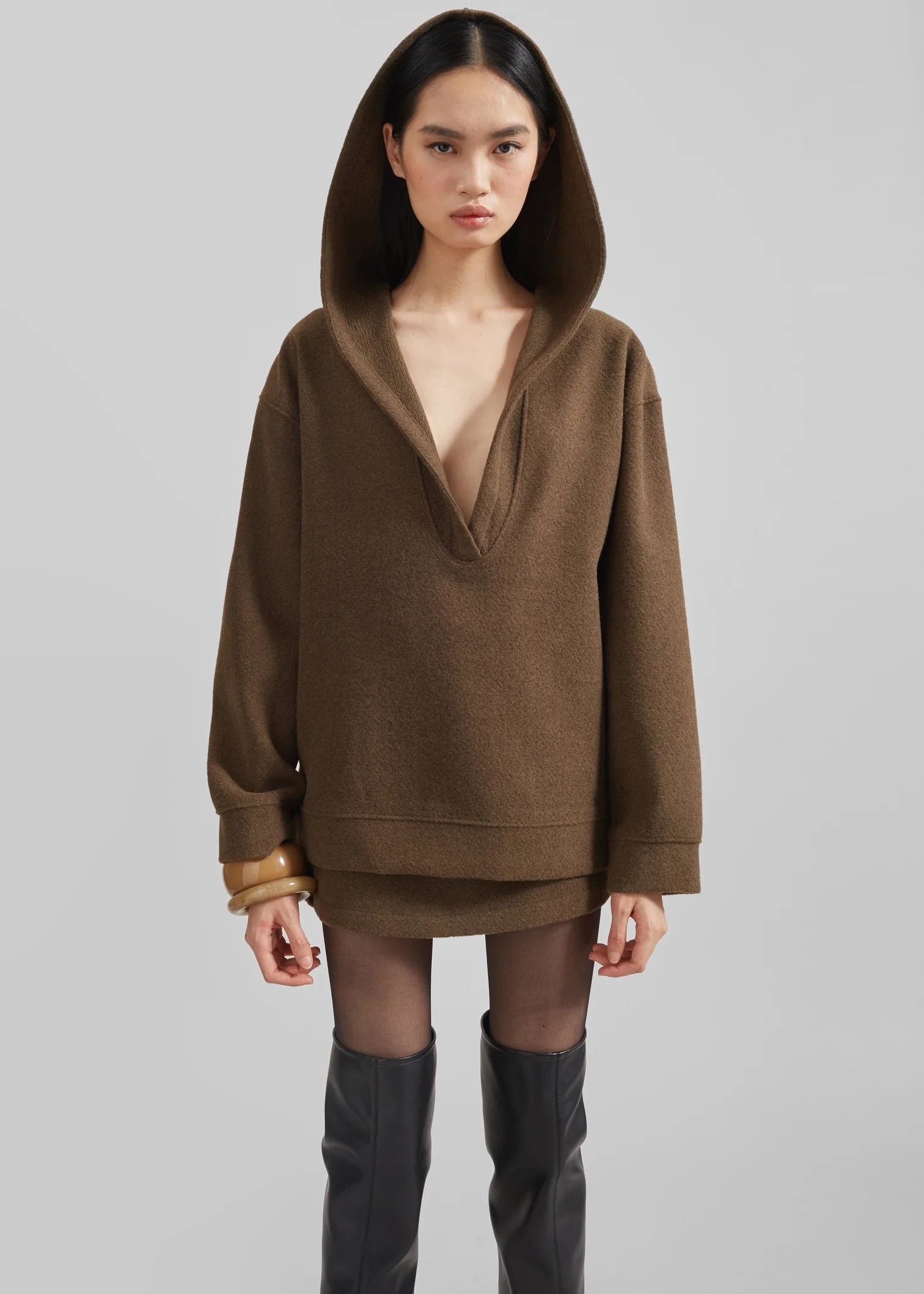 OEM ODM Brown Oversized Hooded pullover