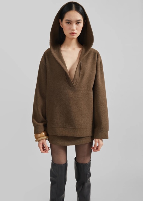OEM ODM Brown Oversized Hooded pullover
