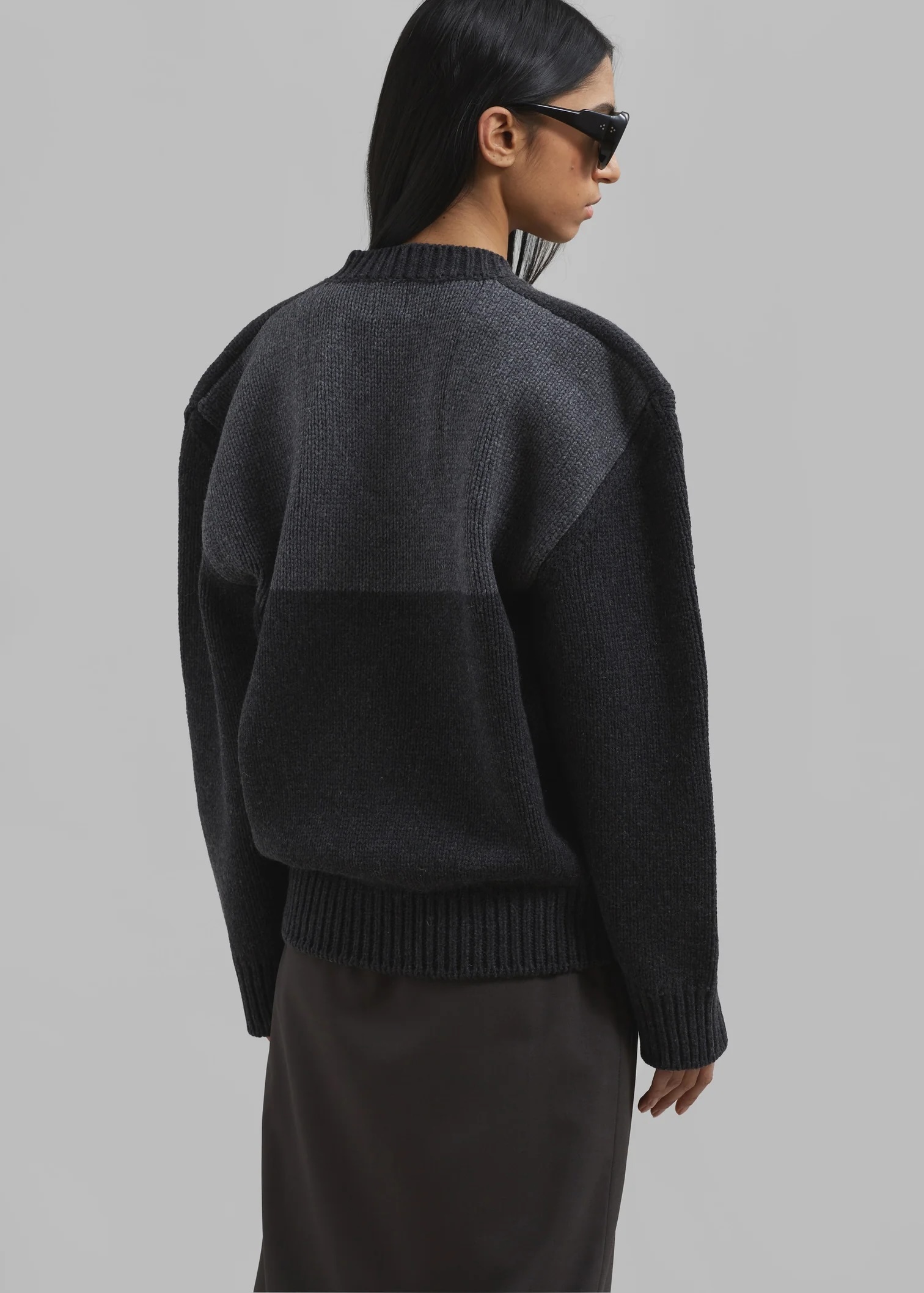 Persinalized Charcoal V-Neck Oversized Sweater