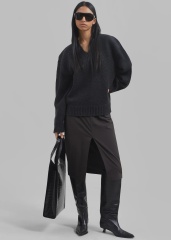 Persinalized Charcoal V-Neck Oversized Sweater
