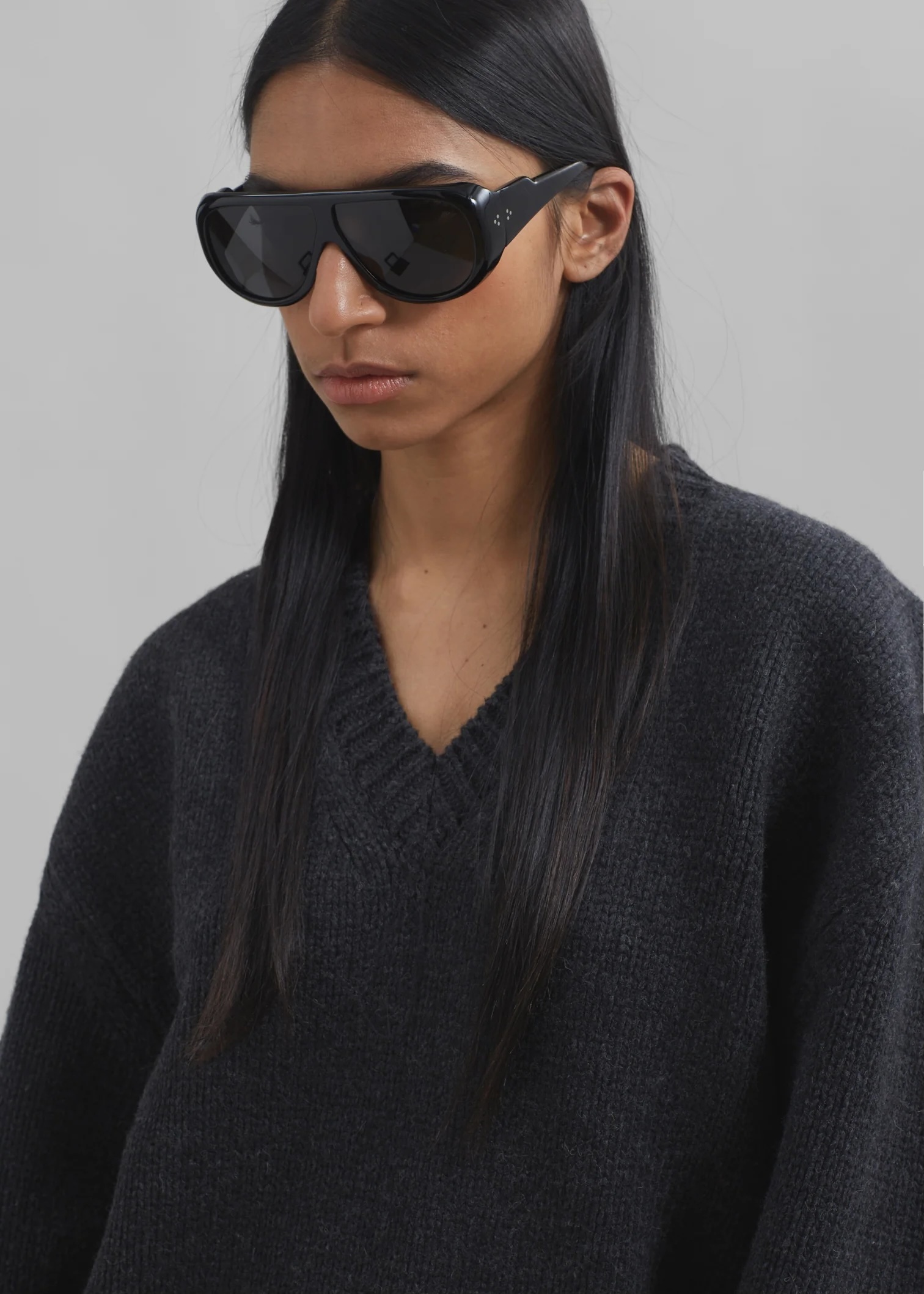 Persinalized Charcoal V-Neck Oversized Sweater