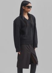 Persinalized Charcoal V-Neck Oversized Sweater