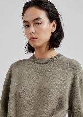 Customized Olive Knit Sweater with Tied Waist