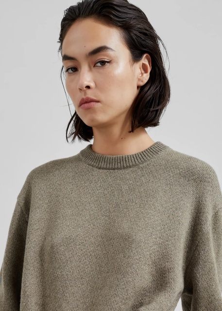Customized Olive Knit Sweater with Tied Waist