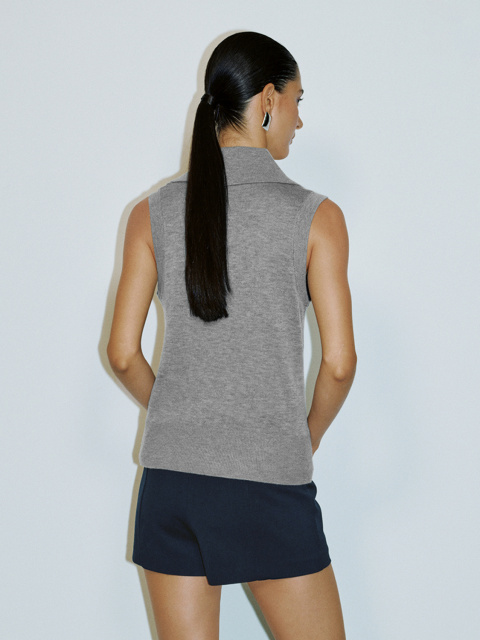 ODM Grey Sleeveless Polo Shirt