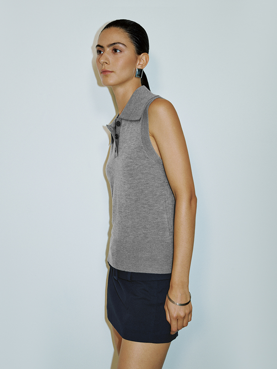 ODM Grey Sleeveless Polo Shirt