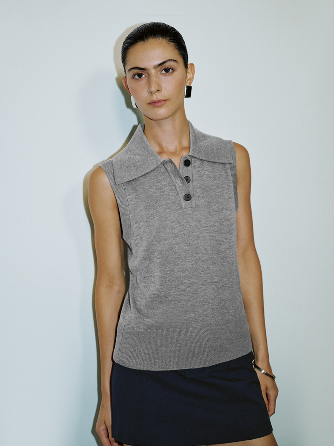 ODM Grey Sleeveless Polo Shirt