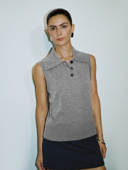 ODM Grey Sleeveless Polo Shirt
