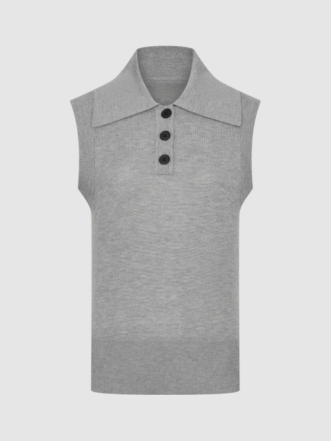 ODM Grey Sleeveless Polo Shirt