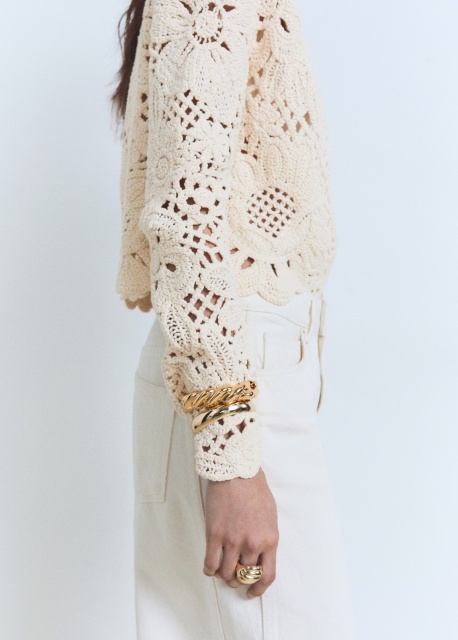 ODM Crocheted Lace Cardigan