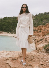ODM White Tiered Crochet Dress 